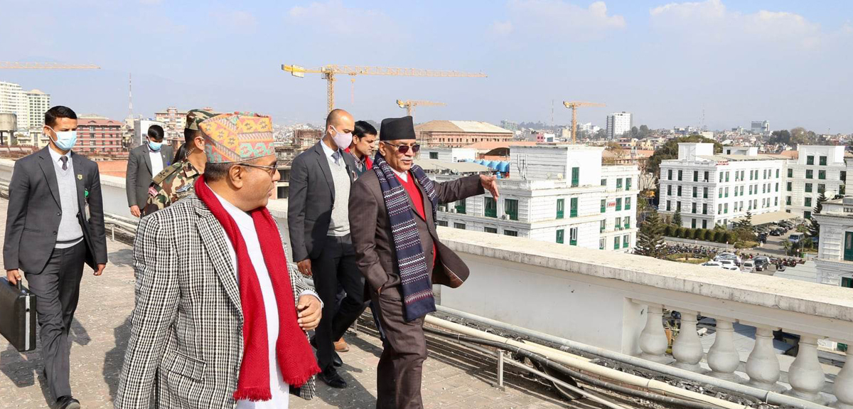 प्रधानमन्त्रीद्वारा सिंहदरबारका संरचनाको अवलोकन (तस्बिरहरु)